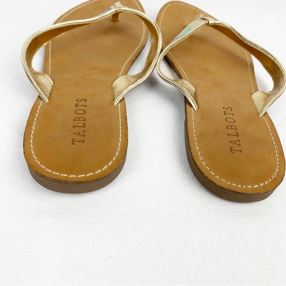 TALBOTS Mari Multicolor Plaid Flip Flop Thong Sandals Gold Trim size 10 - Picture 6 of 10